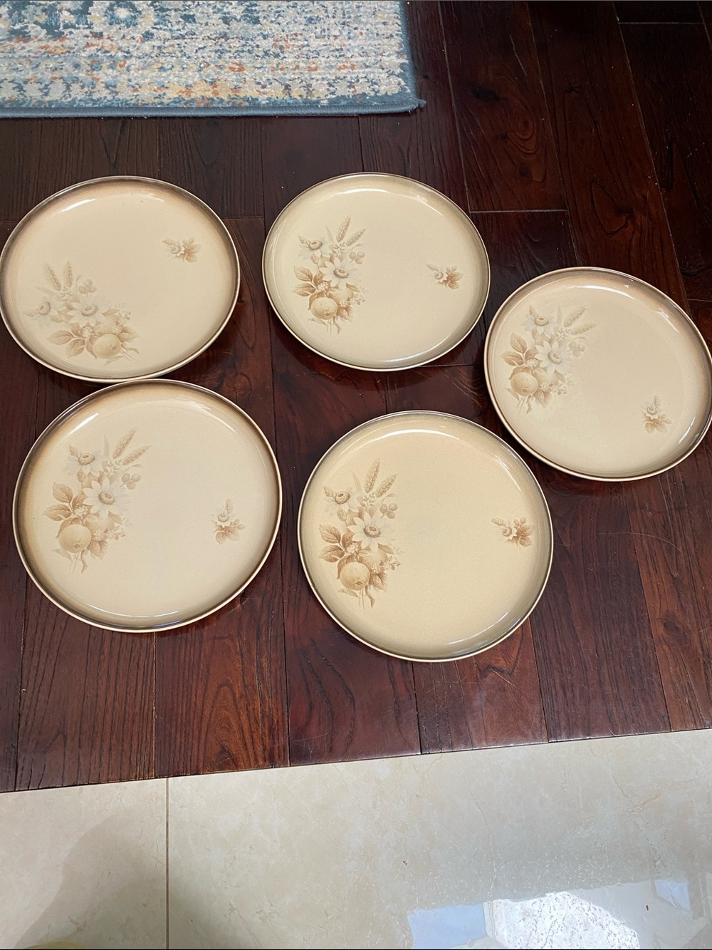 5 Stoneware Denby Memories 10” Dinner Plates Brown/ Beige